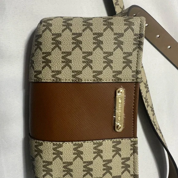 Michael Kors Tan and Brown Logo Crossbody - Picture 2 of 5